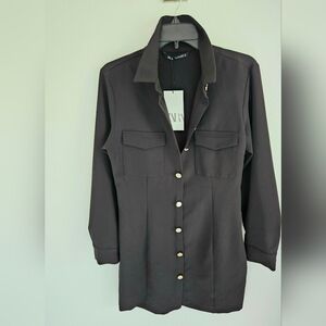 Zara Dress Black Shirt Dress Mini NWT